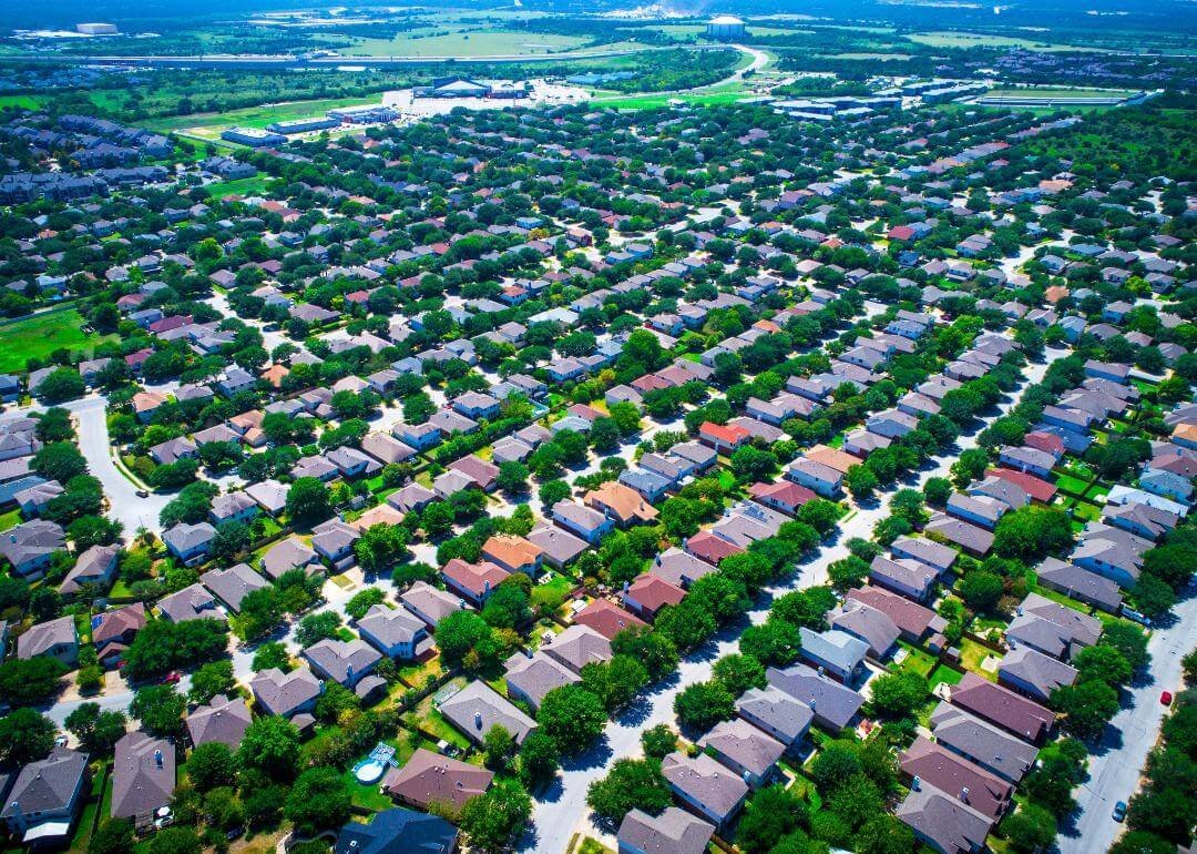 Aerial view of homes in a neighborhood